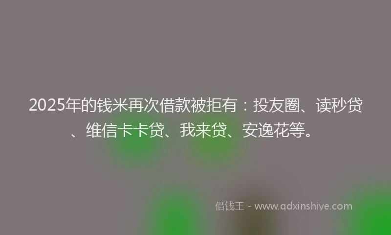 2025年的钱米再次借款被拒有：投友圈、读秒贷、维信卡卡贷、我来贷、安逸花等。