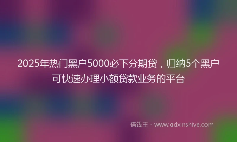 2025年热门黑户5000必下分期贷，归纳5个黑户可快速办理小额贷款业务的平台