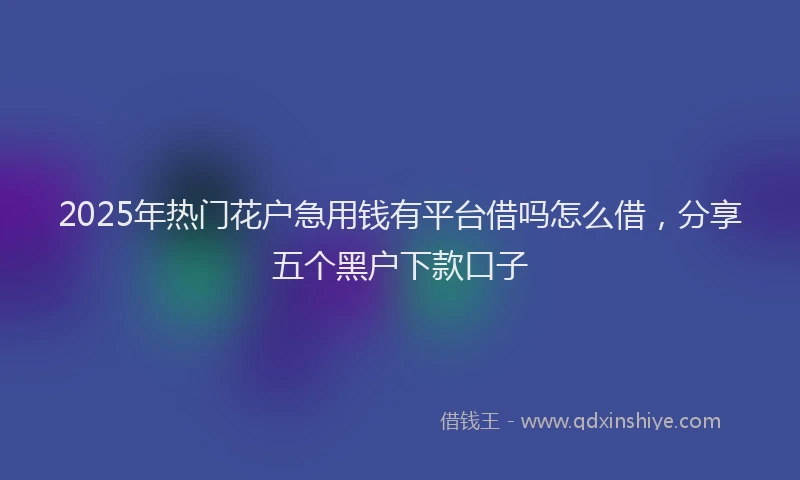 2025年热门花户急用钱有平台借吗怎么借，分享五个黑户下款口子