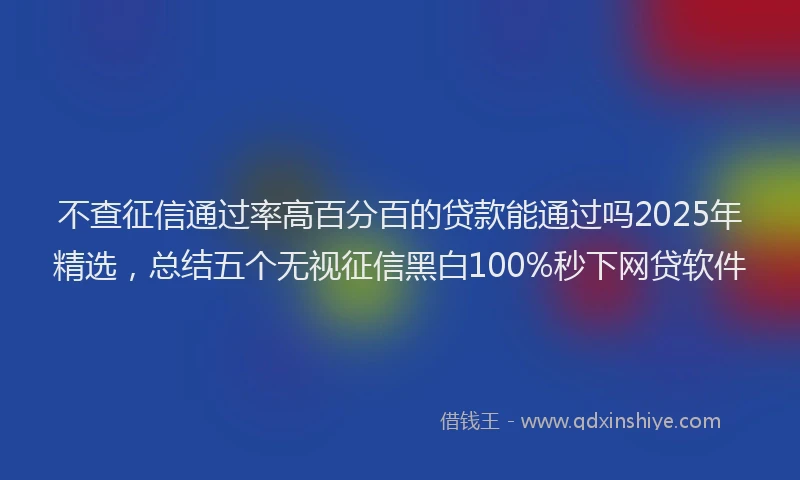 不查征信通过率高百分百的贷款能通过吗2025年精选，总结五个无视征信黑白100%秒下网贷软件