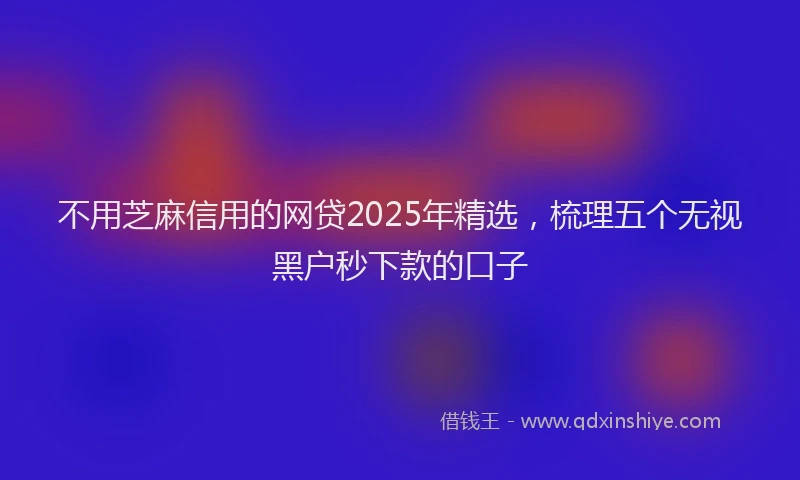 不用芝麻信用的网贷2025年精选，梳理五个无视黑户秒下款的口子