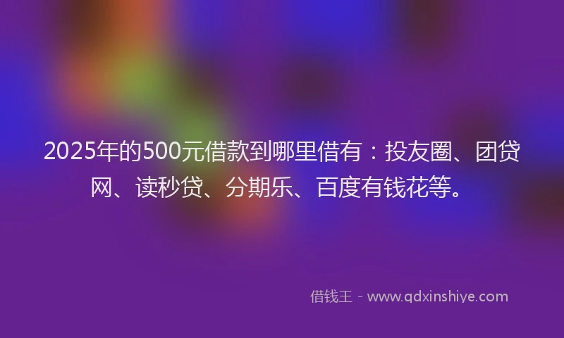 2025年的500元借款到哪里借有：投友圈、团贷网、读秒贷、分期乐、百度有钱花等。