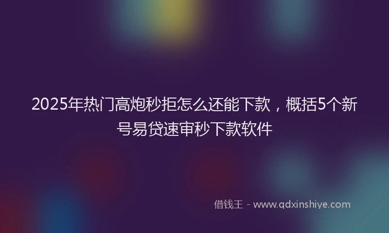 2025年热门高炮秒拒怎么还能下款，概括5个新号易贷速审秒下款软件