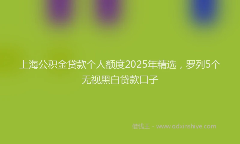 上海公积金贷款个人额度2025年精选，罗列5个无视黑白贷款口子