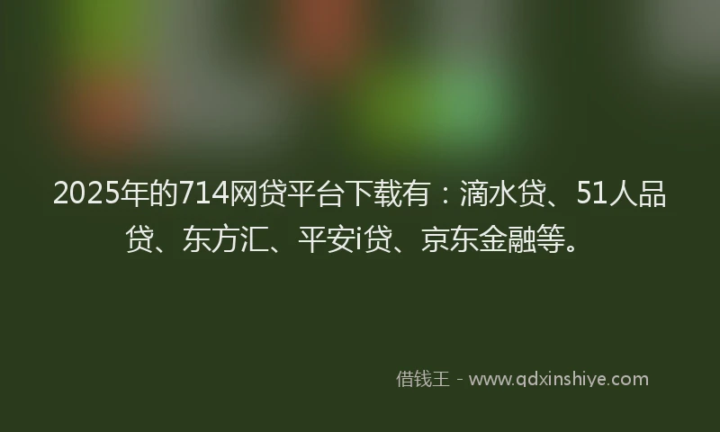 2025年的714网贷平台下载有：滴水贷、51人品贷、东方汇、平安i贷、京东金融等。
