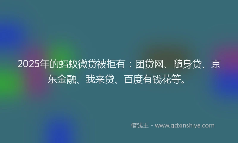2025年的蚂蚁微贷被拒有：团贷网、随身贷、京东金融、我来贷、百度有钱花等。