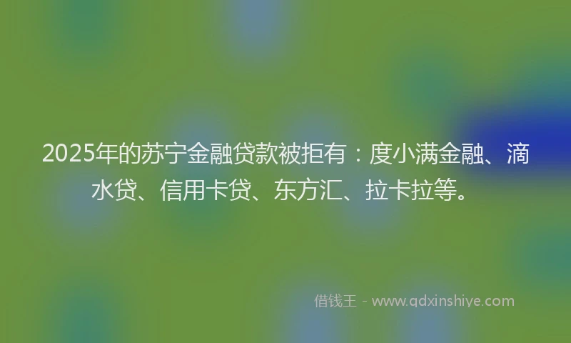 2025年的苏宁金融贷款被拒有：度小满金融、滴水贷、信用卡贷、东方汇、拉卡拉等。