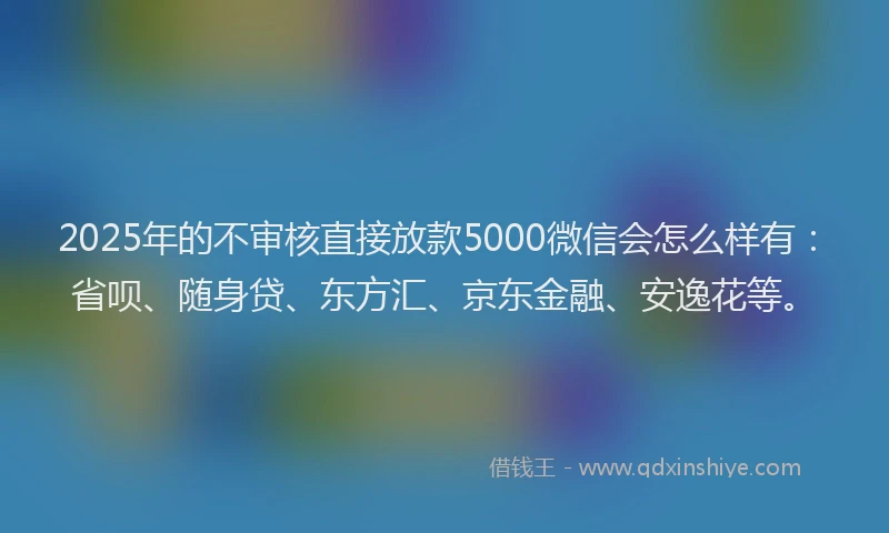 2025年的不审核直接放款5000微信会怎么样有：省呗、随身贷、东方汇、京东金融、安逸花等。
