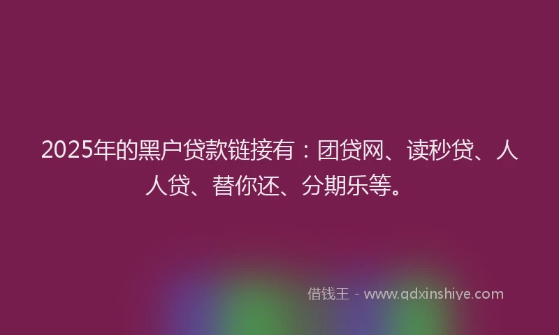 2025年的黑户贷款链接有：团贷网、读秒贷、人人贷、替你还、分期乐等。