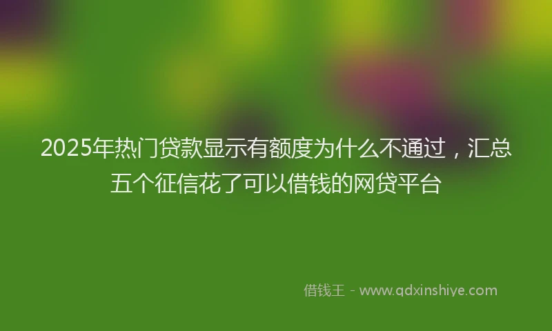 2025年热门贷款显示有额度为什么不通过，汇总五个征信花了可以借钱的网贷平台