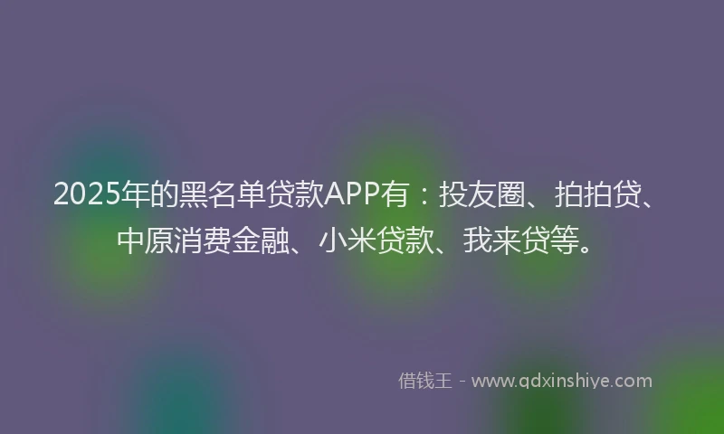 2025年的黑名单贷款APP有：投友圈、拍拍贷、中原消费金融、小米贷款、我来贷等。