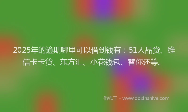 2025年的逾期哪里可以借到钱有：51人品贷、维信卡卡贷、东方汇、小花钱包、替你还等。