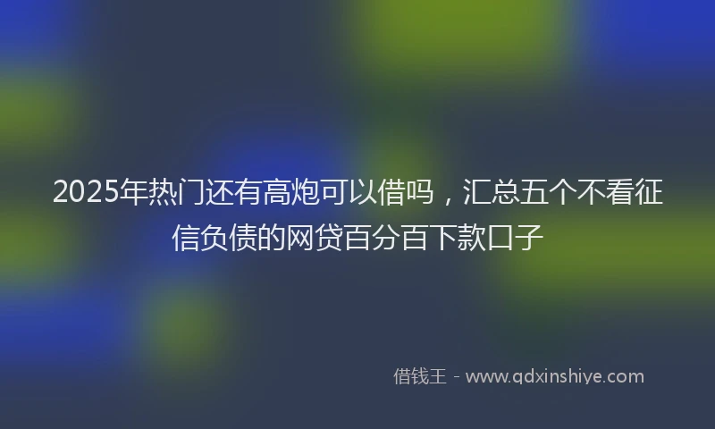 2025年热门还有高炮可以借吗，汇总五个不看征信负债的网贷百分百下款口子