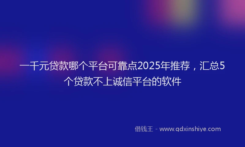 一千元贷款哪个平台可靠点2025年推荐，汇总5个贷款不上诚信平台的软件