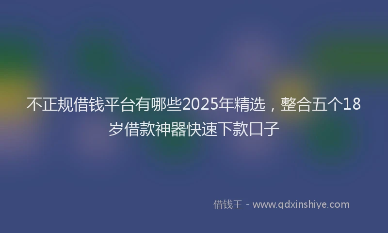 不正规借钱平台有哪些2025年精选，整合五个18岁借款神器快速下款口子