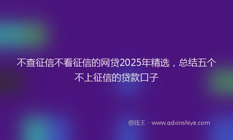 不查征信不看征信的网贷2025年精选，总结五个不上征信的贷款口子