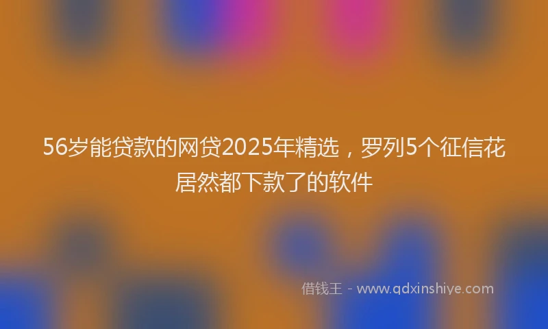 56岁能贷款的网贷2025年精选，罗列5个征信花居然都下款了的软件