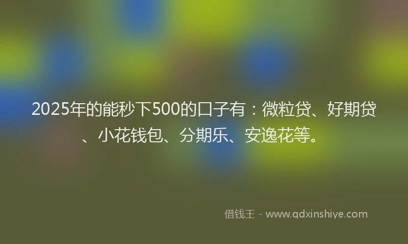 2025年的能秒下500的口子有：微粒贷、好期贷、小花钱包、分期乐、安逸花等。