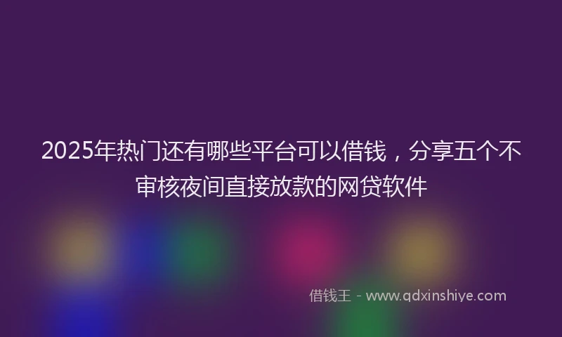 2025年热门还有哪些平台可以借钱，分享五个不审核夜间直接放款的网贷软件