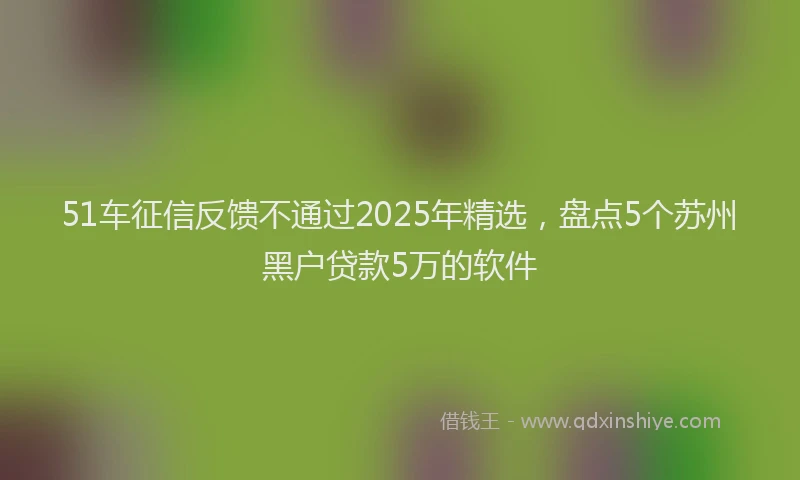 51车征信反馈不通过2025年精选，盘点5个苏州黑户贷款5万的软件