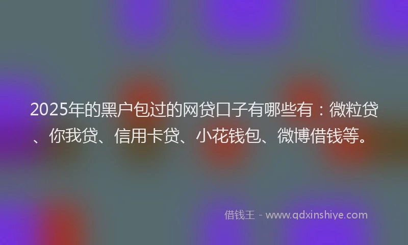 2025年的黑户包过的网贷口子有哪些有：微粒贷、你我贷、信用卡贷、小花钱包、微博借钱等。