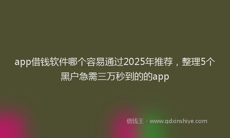 app借钱软件哪个容易通过2025年推荐，整理5个黑户急需三万秒到的的app