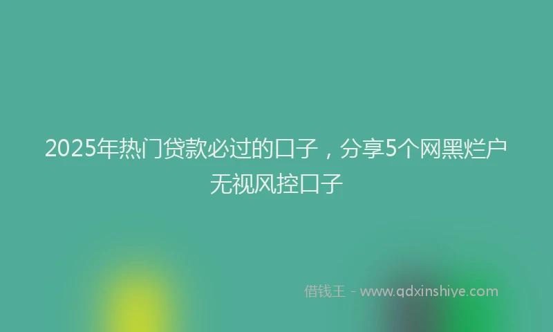 2025年热门贷款必过的口子，分享5个网黑烂户无视风控口子