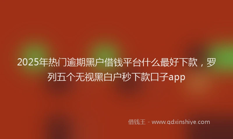 2025年热门逾期黑户借钱平台什么最好下款，罗列五个无视黑白户秒下款口子app