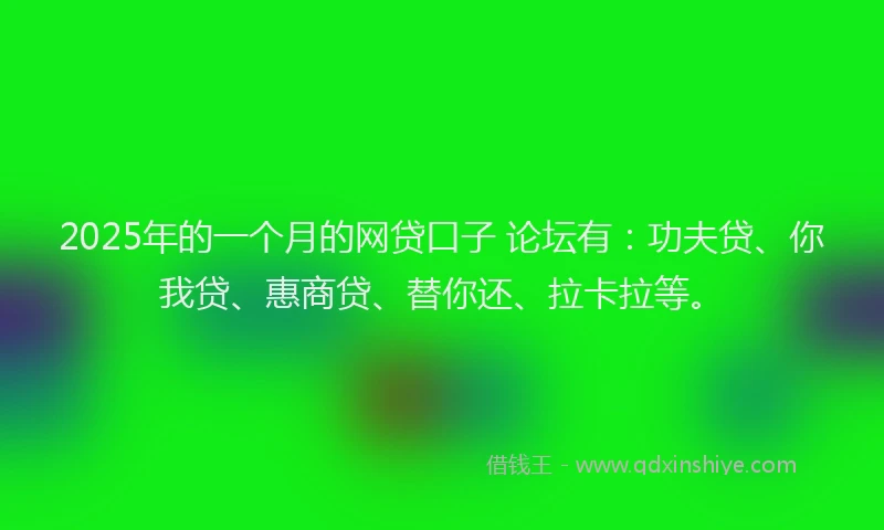 2025年的一个月的网贷口子 论坛有：功夫贷、你我贷、惠商贷、替你还、拉卡拉等。