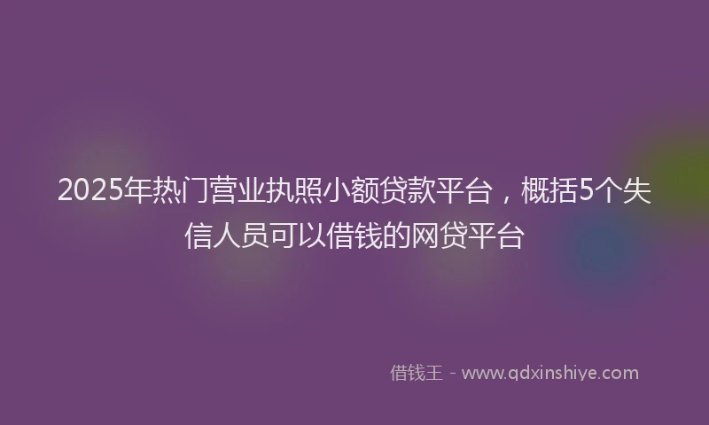 2025年热门营业执照小额贷款平台，概括5个失信人员可以借钱的网贷平台