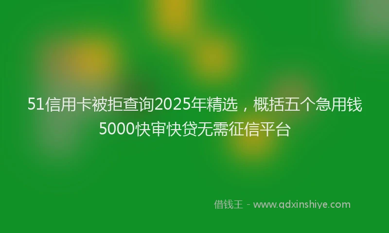 51信用卡被拒查询2025年精选，概括五个急用钱5000快审快贷无需征信平台