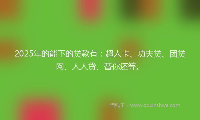 2025年的能下的贷款有：超人卡、功夫贷、团贷网、人人贷、替你还等。