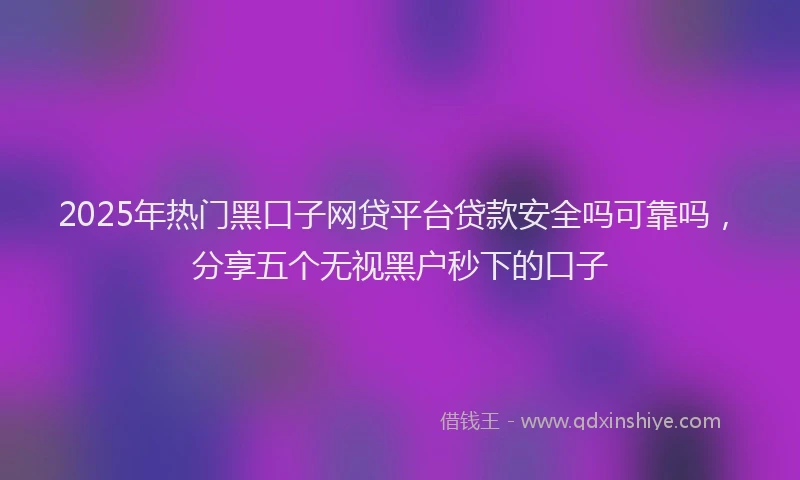 2025年热门黑口子网贷平台贷款安全吗可靠吗，分享五个无视黑户秒下的口子