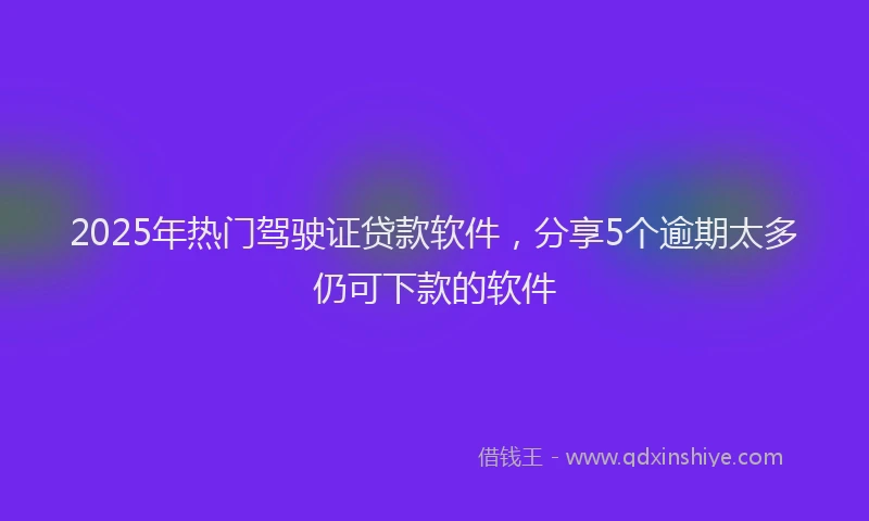 2025年热门驾驶证贷款软件，分享5个逾期太多仍可下款的软件
