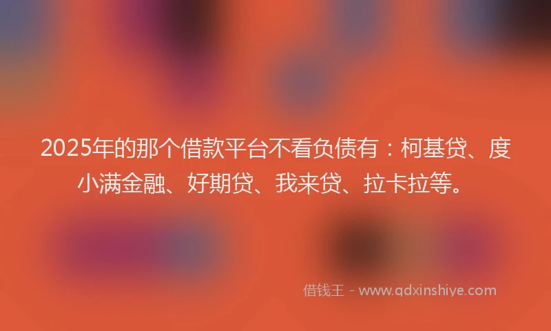 2025年的那个借款平台不看负债有：柯基贷、度小满金融、好期贷、我来贷、拉卡拉等。