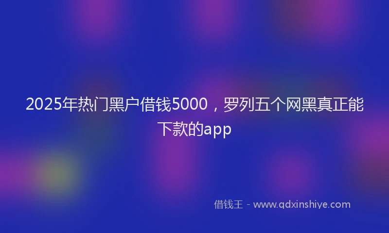 2025年热门黑户借钱5000，罗列五个网黑真正能下款的app