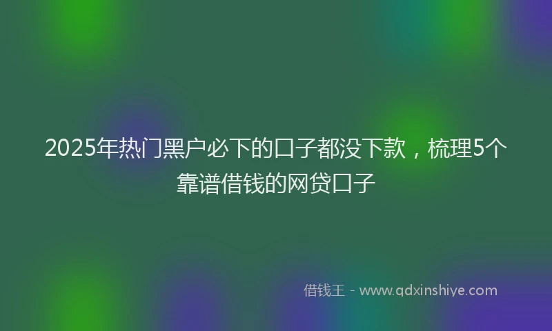 2025年热门黑户必下的口子都没下款，梳理5个靠谱借钱的网贷口子