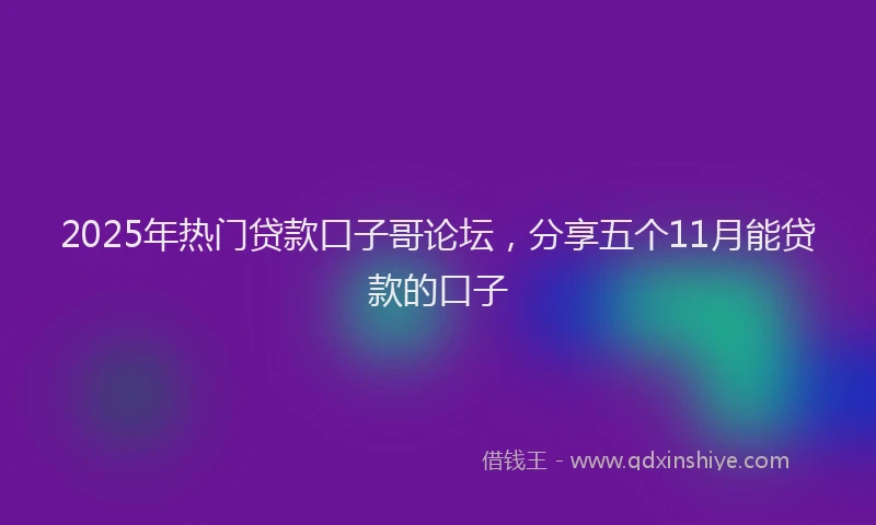 2025年热门贷款口子哥论坛，分享五个11月能贷款的口子