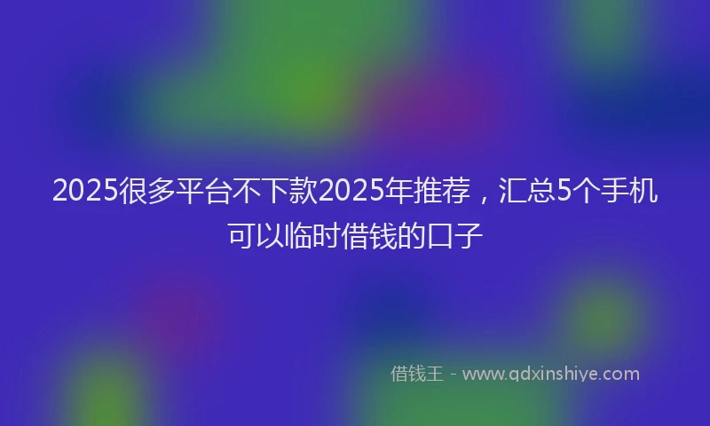 2025很多平台不下款2025年推荐，汇总5个手机可以临时借钱的口子