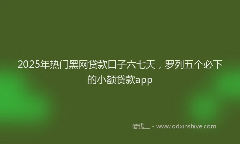 2025年热门黑网贷款口子六七天，罗列五个必下的小额贷款app