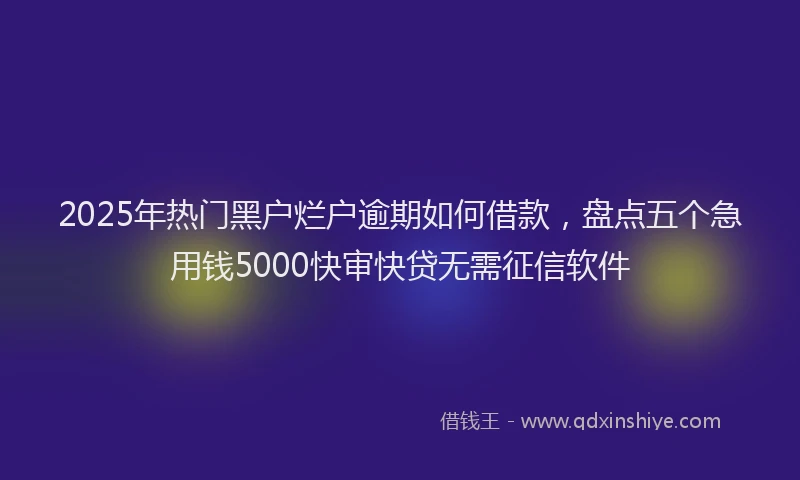 2025年热门黑户烂户逾期如何借款，盘点五个急用钱5000快审快贷无需征信软件