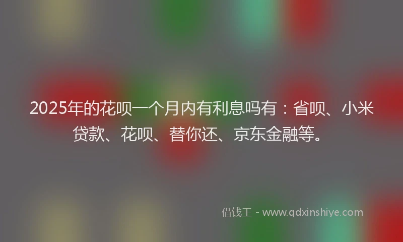 2025年的花呗一个月内有利息吗有:省呗、小米贷款、花呗、替你还、京东金融等。