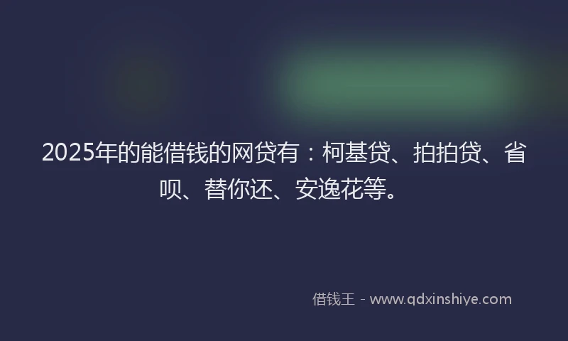 2025年的能借钱的网贷有：柯基贷、拍拍贷、省呗、替你还、安逸花等。