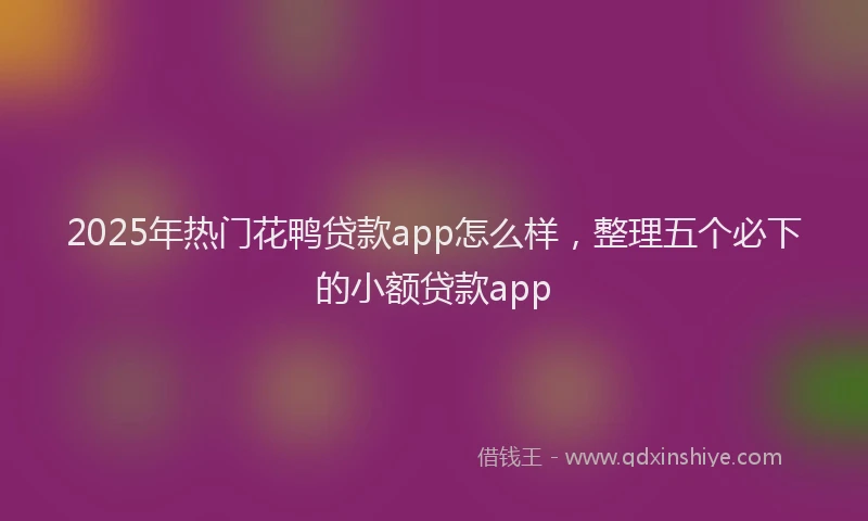 2025年热门花鸭贷款app怎么样，整理五个必下的小额贷款app