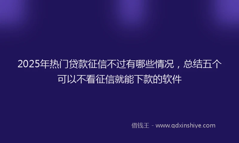 2025年热门贷款征信不过有哪些情况，总结五个可以不看征信就能下款的软件