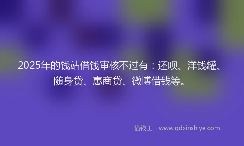 2025年的钱站借钱审核不过有：还呗、洋钱罐、随身贷、惠商贷、微博借钱等。