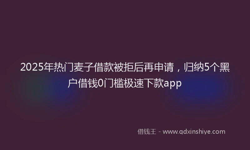 2025年热门麦子借款被拒后再申请，归纳5个黑户借钱0门槛极速下款app
