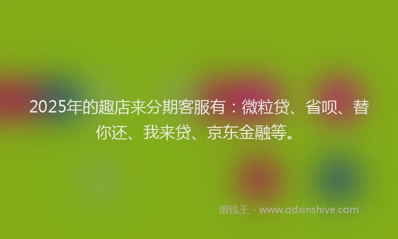 2025年的趣店来分期客服有：微粒贷、省呗、替你还、我来贷、京东金融等。