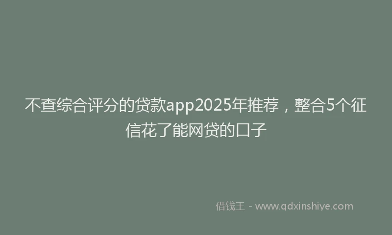 不查综合评分的贷款app2025年推荐，整合5个征信花了能网贷的口子