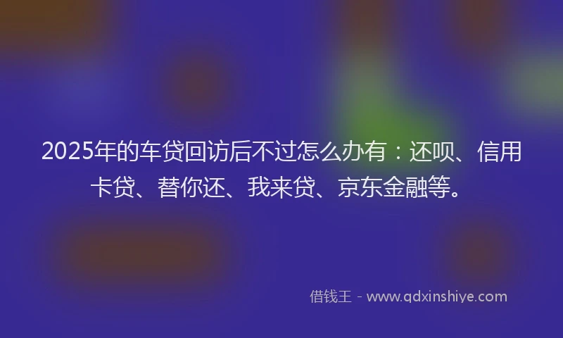 2025年的车贷回访后不过怎么办有：还呗、信用卡贷、替你还、我来贷、京东金融等。
